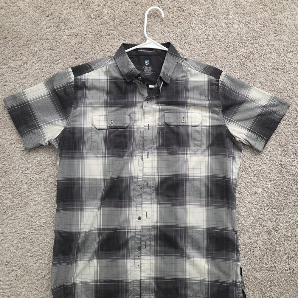 Kuhl Black and Gray Plaid Casual Shirt